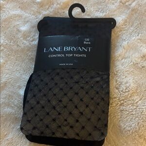 Lane Bryant Black Patterned Control Top Tights